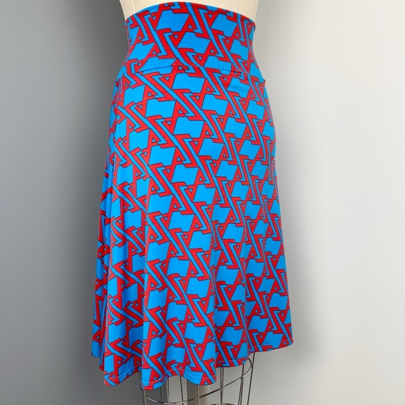 LuLaRoe Women's Azure Geometric Print A-Line Skirt Blue Size XS - Picture 4 of 8